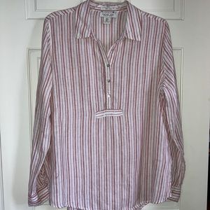 Rachel Zoe 100% Linen popover blouse top